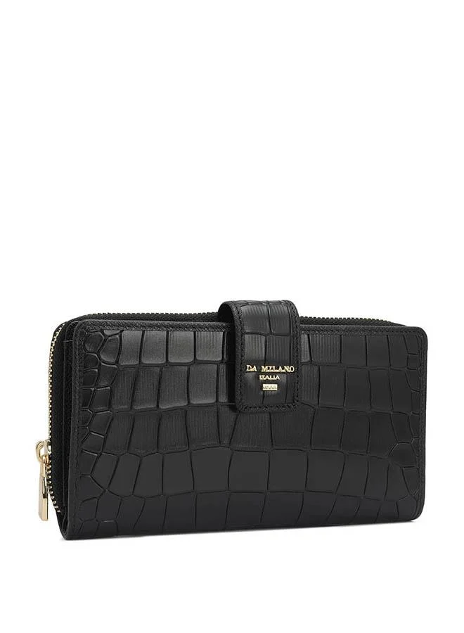 دا ميلانو محفظة نسائية جلد طبيعي أسود