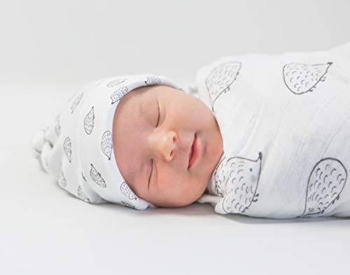 SwaddleDesigns Cotton Muslin Swaddle Blanket, Receiving Blanket for Boys & Girls, Best Shower Gift, 46x46 inches, Black Hedgehog - Image 2