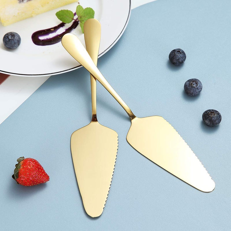 Kyraton Gold Cake Pie Pastry Server Pack Of 2, Wedding Cake Knife And Server Set, Stainless Steel Golden Cake Cutter Wedding Cake Cutting Set, Cake Serving Set - Image 3