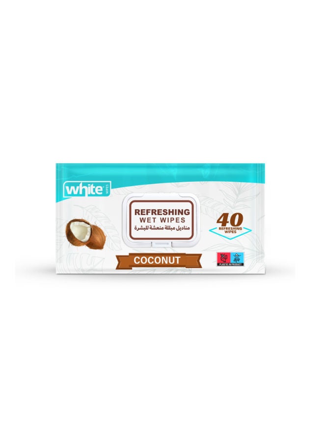 Refreshing Wet Wipes with Coconut Scent- 40 Pcs
