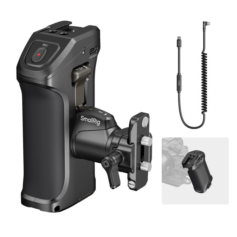 SmallRig Stepless Rotating Side Handle with Trigger REC 2 Cables for Canon R50 V R5 II R5 R6 R6 II for Blackmagic BMPCC 4K 6K 6K Pro USBC Power Output for Cameras PD Fast Charging - Image 2