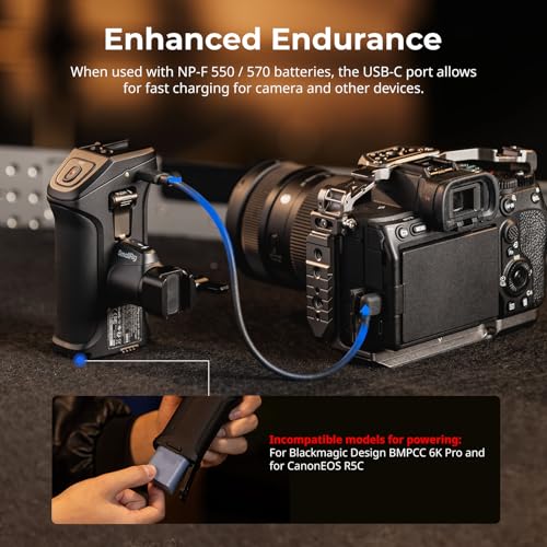 SmallRig Stepless Rotating Side Handle with Trigger REC 2 Cables for Canon R50 V R5 II R5 R6 R6 II for Blackmagic BMPCC 4K 6K 6K Pro USBC Power Output for Cameras PD Fast Charging - Image 3