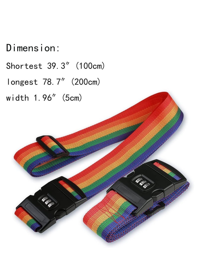 Luggage Strap Suitcase Belts Lockable Adjustable Travel Packing Belt Baggage Security Straps with Password Lock Clip and 2 Pcs Luggage Tags Labels Identifier 2 Pcs