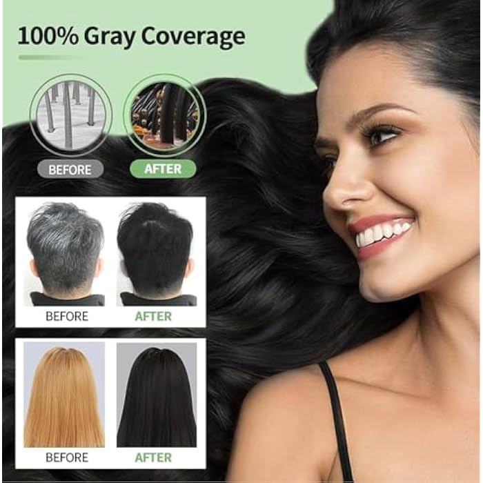 ABBASI Hair Dye Shampoo - 3 in1 Formula for Fast Grey Coverage Shampoo - Natural Hair Color Shampoo for Women & Men, Herbal Ingredients Instant Color Shampoo Hair Dye - Champu Para Canas Mujer 500ml (Black) - Image 2