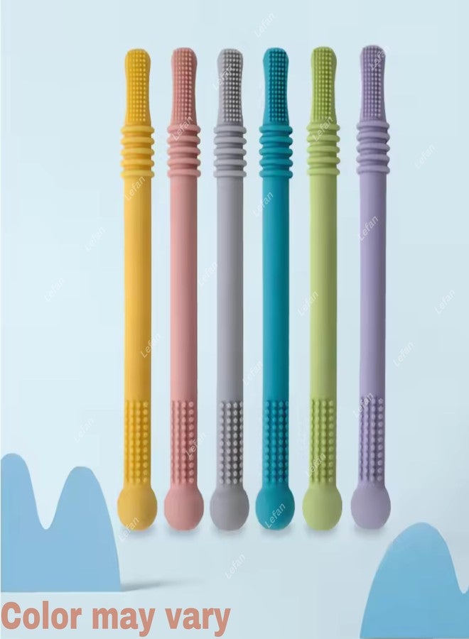 Lefan Silicone Tube Teething Toys for Babies - 6-18 Months Infants - Pack of 3 Pcs, Multicolor (Round-3Pcs) - Image 2