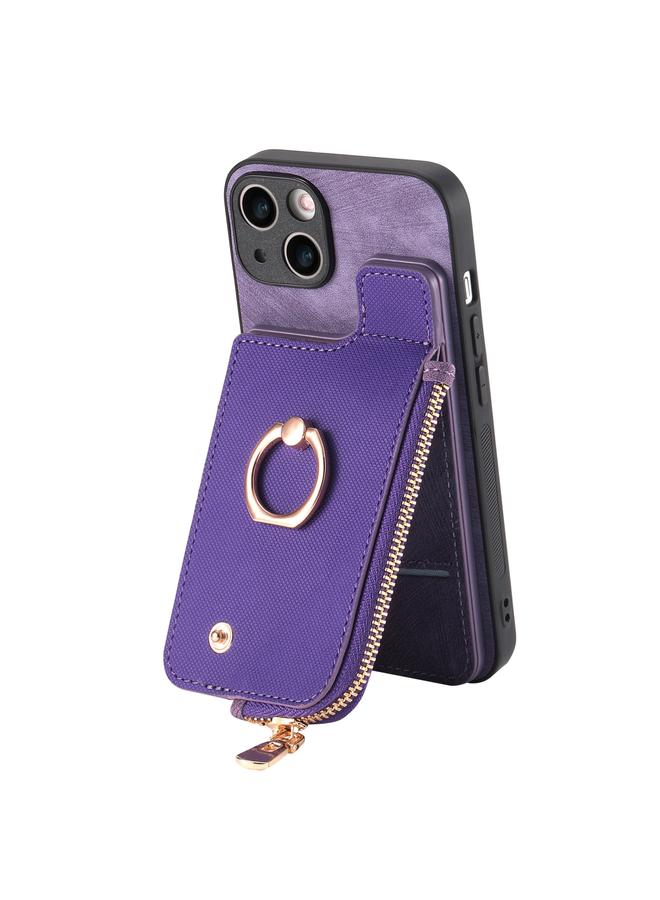 زبون جراب لهاتف iPhone 11 Pro مع حلقة جلدية متقاطعة وسحاب عمودي ومحفظة خلفية للهاتف - Image 3