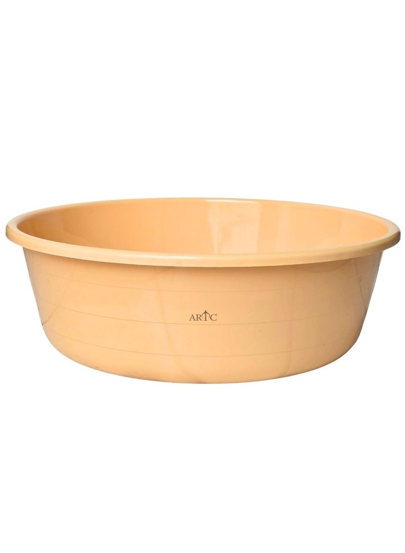 ARTC 21L Heavy-Duty Plastic Bath Tub (Beige) – Premium Multi-Purpose Round Basin for Laundry, Dishwashing, Cleaning, Soaking, Water Storage & Home Organization – Stackable & Durable - Image 3