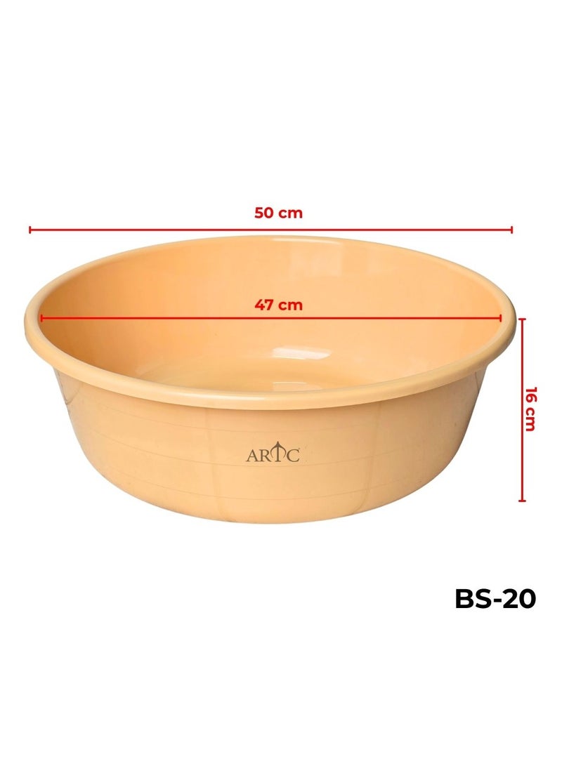 ARTC 21L Heavy-Duty Plastic Bath Tub (Beige) – Premium Multi-Purpose Round Basin for Laundry, Dishwashing, Cleaning, Soaking, Water Storage & Home Organization – Stackable & Durable - Image 2