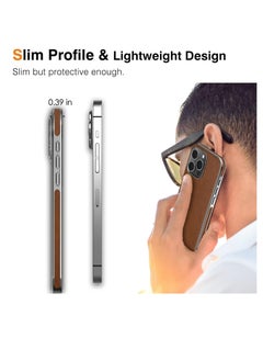 Aookay For iPhone 16 Pro Max Leather Case, Business Luxury Classic PU Leather Elegant Designer Men Cover Soft Non-Slip Grip Phone Cases for iPhone 16 Pro Max  (Brown)  - Image 4