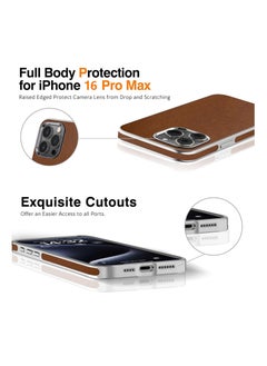 Aookay For iPhone 16 Pro Max Leather Case, Business Luxury Classic PU Leather Elegant Designer Men Cover Soft Non-Slip Grip Phone Cases for iPhone 16 Pro Max  (Brown)  - Image 5