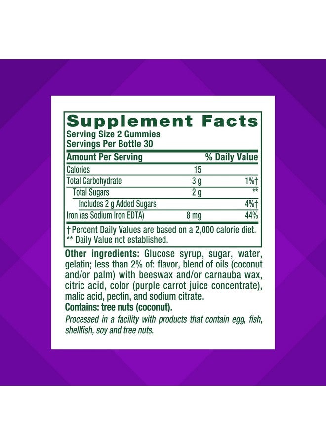 Vitafusion Iron Gummy Vitamin Supplement, Supports Red Blood Cell Production*, Guava Hibiscus Flavor, 30 Servings, 60 Count - Image 3