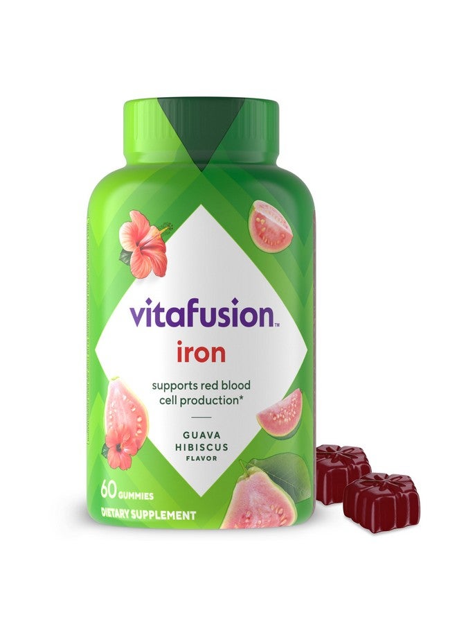 Vitafusion Iron Gummy Vitamin Supplement, Supports Red Blood Cell Production*, Guava Hibiscus Flavor, 30 Servings, 60 Count - Image 1