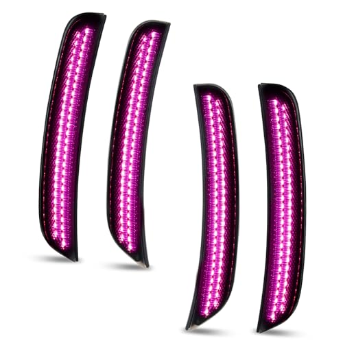 Bestview LED Side Marker Lights for Dodge Charger 2015-2023, Smoked Lens Front&Rear Bumper Turn Signal Lamp Assembly Kit accessories,Pack of 4(Pink Purple) - Image 1