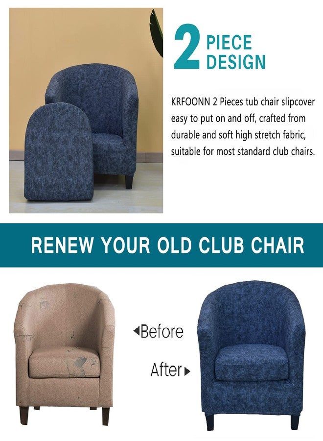 KRFOONN 2 Pieces Club Chair Slipcover Stretch Waterproof Tub Chair Slipcover Armchair Covers Sofa Cover Removable Round Barrel Chair Covers Couch Furniture Protector Cover for Living Room, A43 - Image 3