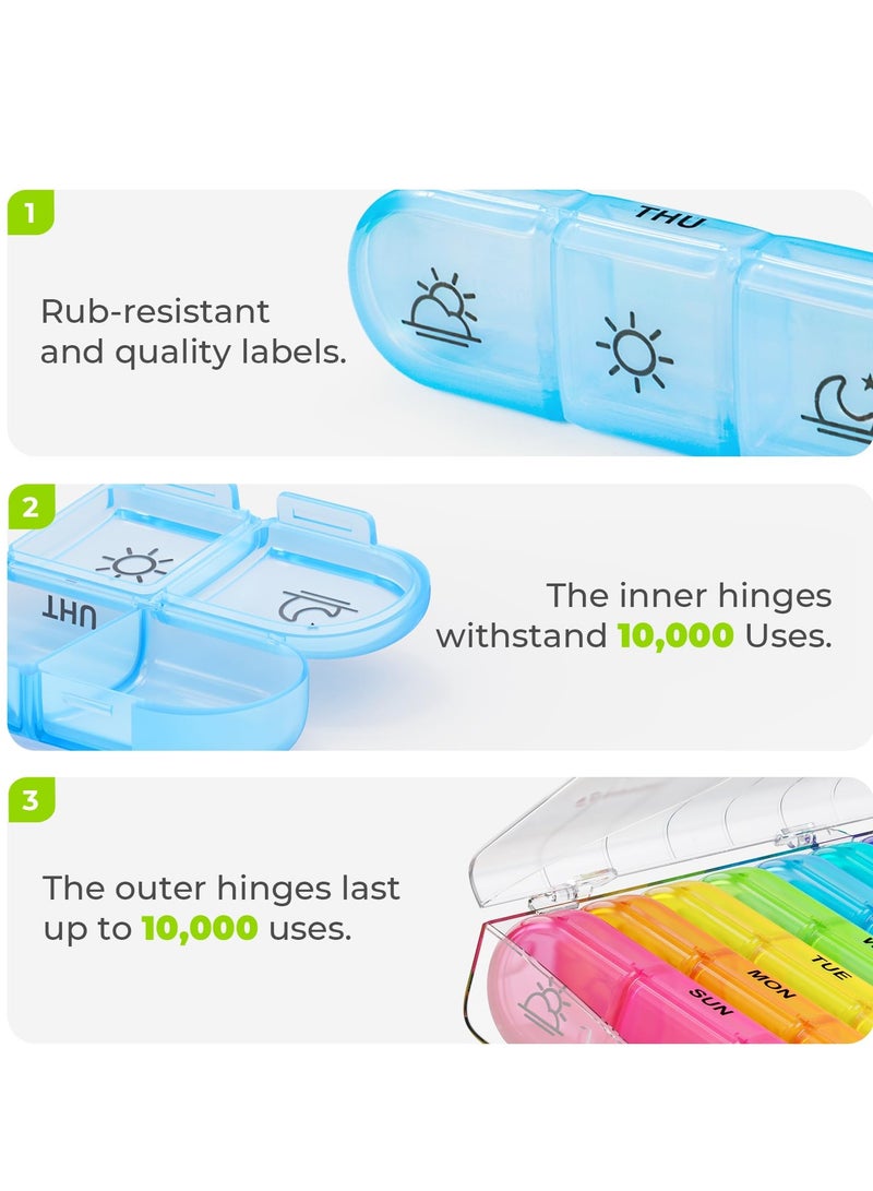 Pill Organizer 3 Times a Day, Large Weekly Pill Case 7 Day, Daily Pill Box with 21 Compartments, Pill Dispenser Supplement Holder for Pills/Vitamin/Fish Oil - Image 4