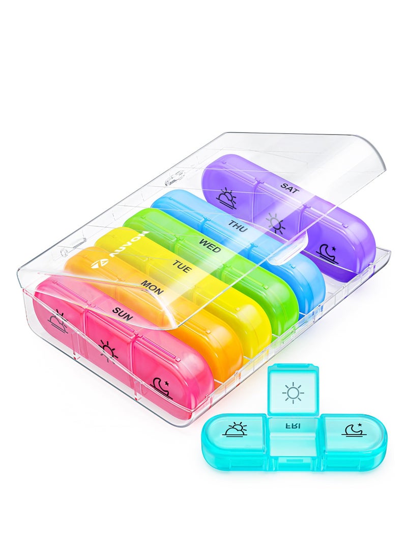 Pill Organizer 3 Times a Day, Large Weekly Pill Case 7 Day, Daily Pill Box with 21 Compartments, Pill Dispenser Supplement Holder for Pills/Vitamin/Fish Oil - Image 1