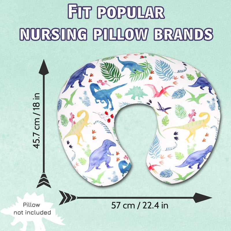 TANOFAR Dinosaur Nursing Pillow Cover, Breastfeeding Pillow Slipcover for Baby Boys & Girls, Nursing Pillow Case for Newborn, Soft Fabric Fits Snug On Infant, Washable & Breathable, Watercolor Dinosaur - Image 4