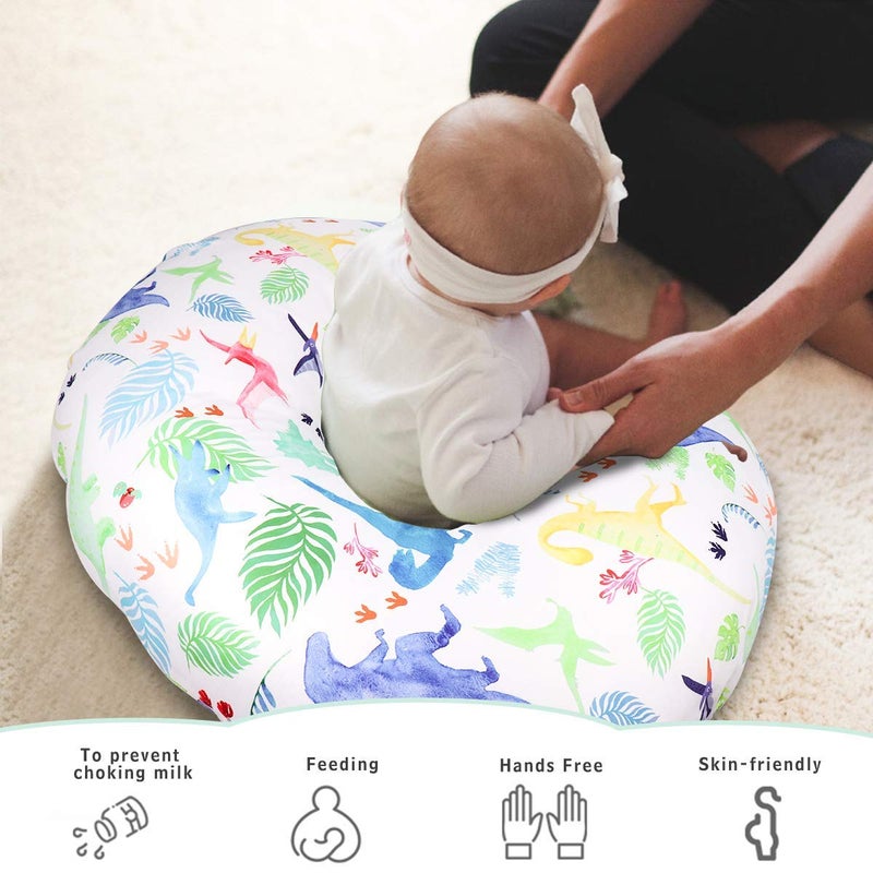 TANOFAR Dinosaur Nursing Pillow Cover, Breastfeeding Pillow Slipcover for Baby Boys & Girls, Nursing Pillow Case for Newborn, Soft Fabric Fits Snug On Infant, Washable & Breathable, Watercolor Dinosaur - Image 3