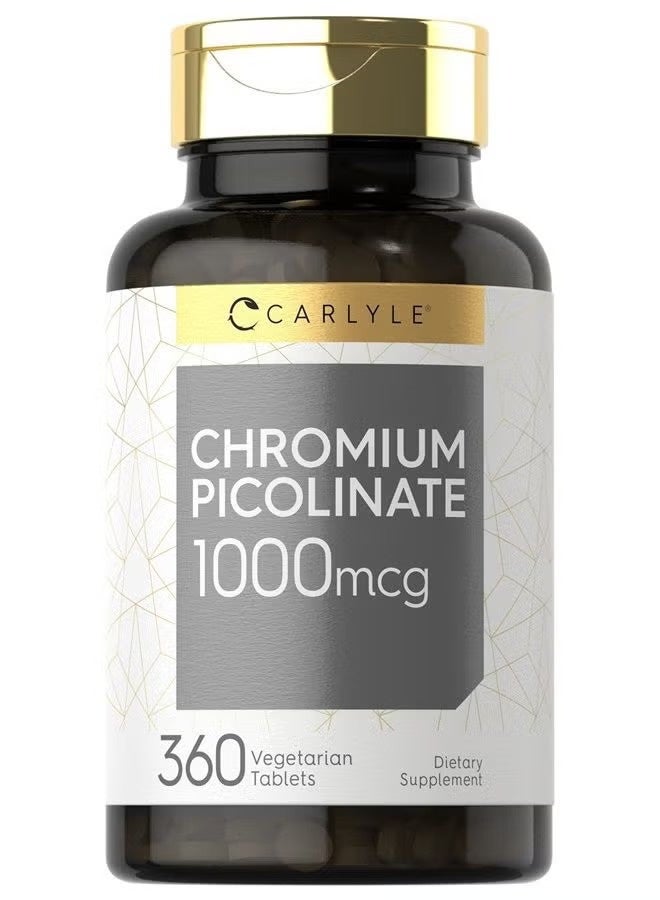 Carlyle Chromium Picolinate 1000mcg | 360 Tablets | Vegetarian, Non-GMO, Gluten Free - Image 1