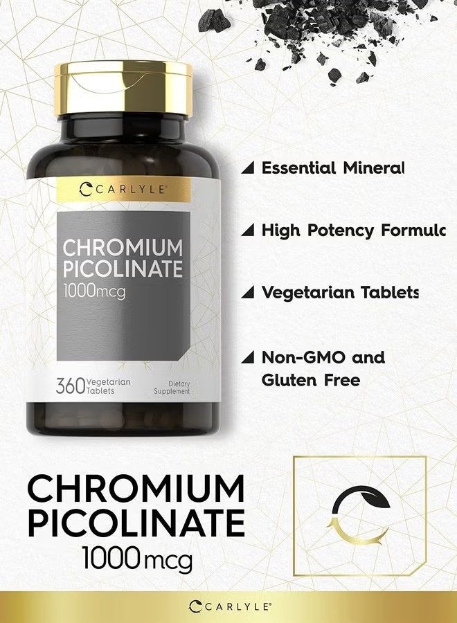 Carlyle Chromium Picolinate 1000mcg | 360 Tablets | Vegetarian, Non-GMO, Gluten Free - Image 3