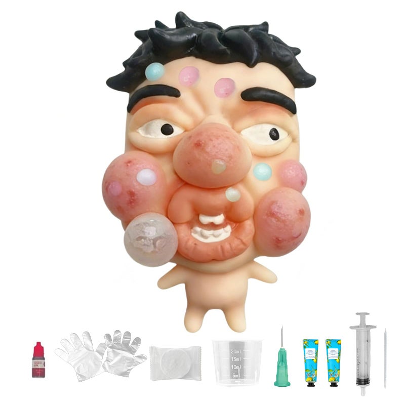 CIYOJA Pimple Popping Toy Squishy Toys Stress Relief Squeeze Toy Large Reusable Silicone Pimple Popper Fidget Toy Set Soft Sensory Toy for Adults ASMR Satisfying Play Includes 2 Filling Creams GrumpFace - Image 3