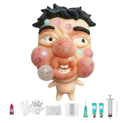 CIYOJA Pimple Popping Toy Squishy Toys Stress Relief Squeeze Toy Large Reusable Silicone Pimple Popper Fidget Toy Set Soft Sensory Toy for Adults ASMR Satisfying Play Includes 2 Filling Creams GrumpFace - Image 1