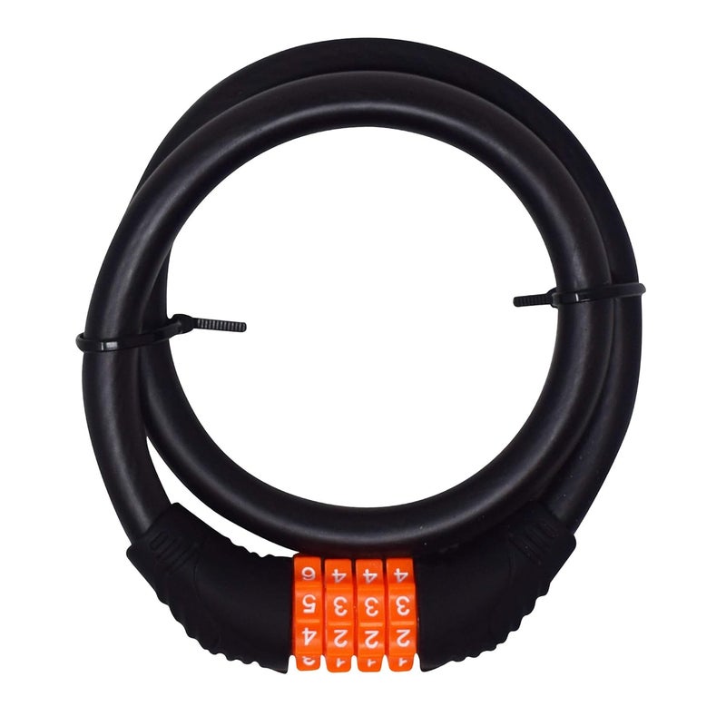 Ramanta Multipurpose Steel Cable Changeable 4 Digits Number Lock for Bikes, Helmet, Luggage Cycle Lock (Orange) - Image 1
