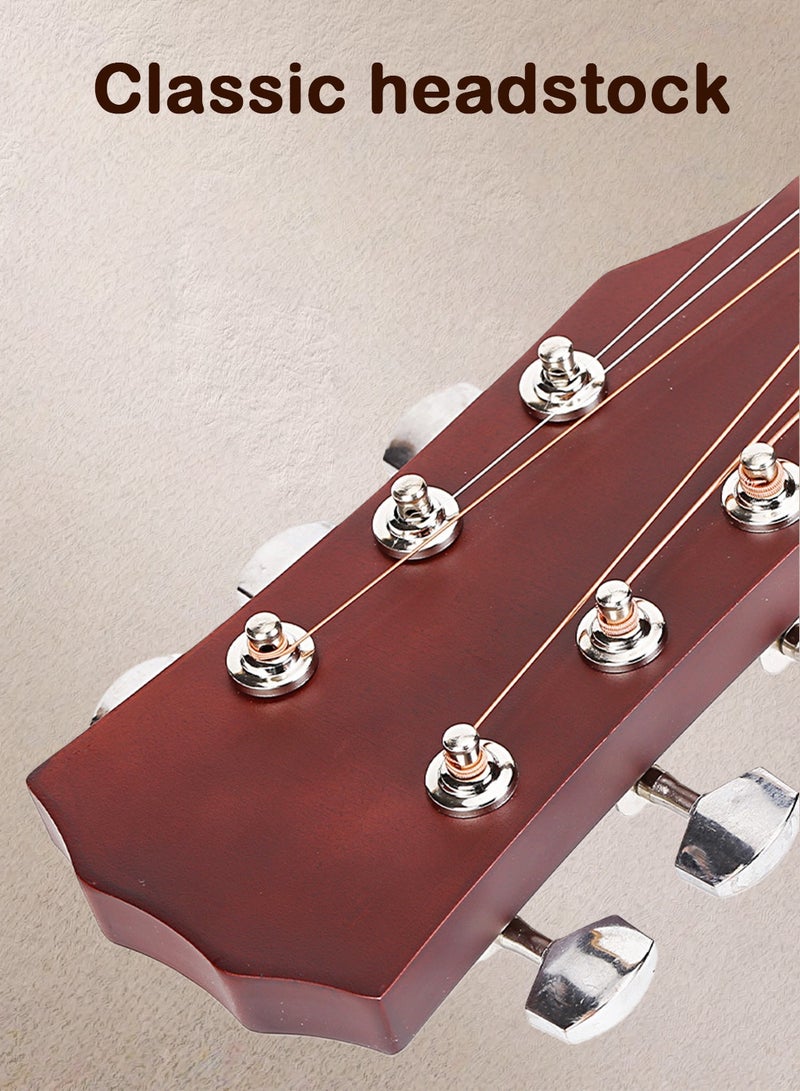 X spring 38-inch Acoustic Guitar Starter Set with Gig Bag, Tuner, Lesson Manual, Cleaning Cloth, Strings, Strap, Pick, Pickcase, Pickguard, Capo - Brown - Image 5