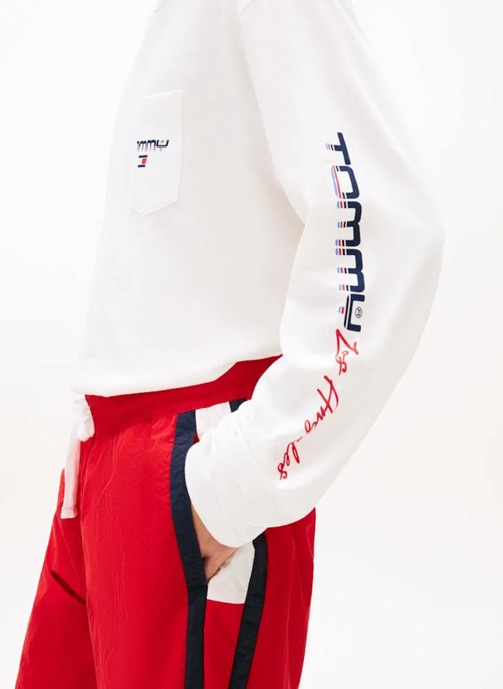 Tommy Jeans Ecru Patch Pocket Relaxed Long Sleeve T-Shirt for Men | Best Price UAE