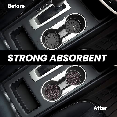 CTVSLFU Absorbent Car Coasters for Cup Holders, 2 Pack Universal Anti Slip Ceramic Cup Coaster for Women Men 2.56 Inch Car Interior Accessories - Black Pink Leopard 005 - Image 5