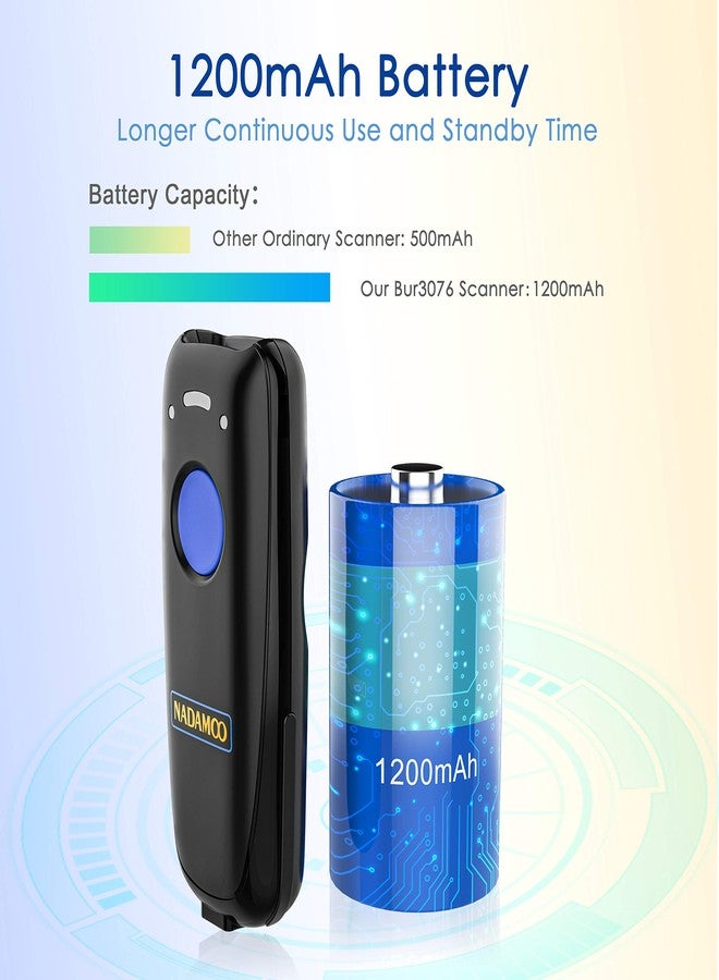 NADAMOO Wireless Barcode Scanner Compatible with Bluetooth Function, 2.4G Wireless & Wired 3-in-1 Bar Code Scanner Portable USB CCD Reader, Work with iPhone iPad Android Windows Mac OS-Dark Blue - Image 5