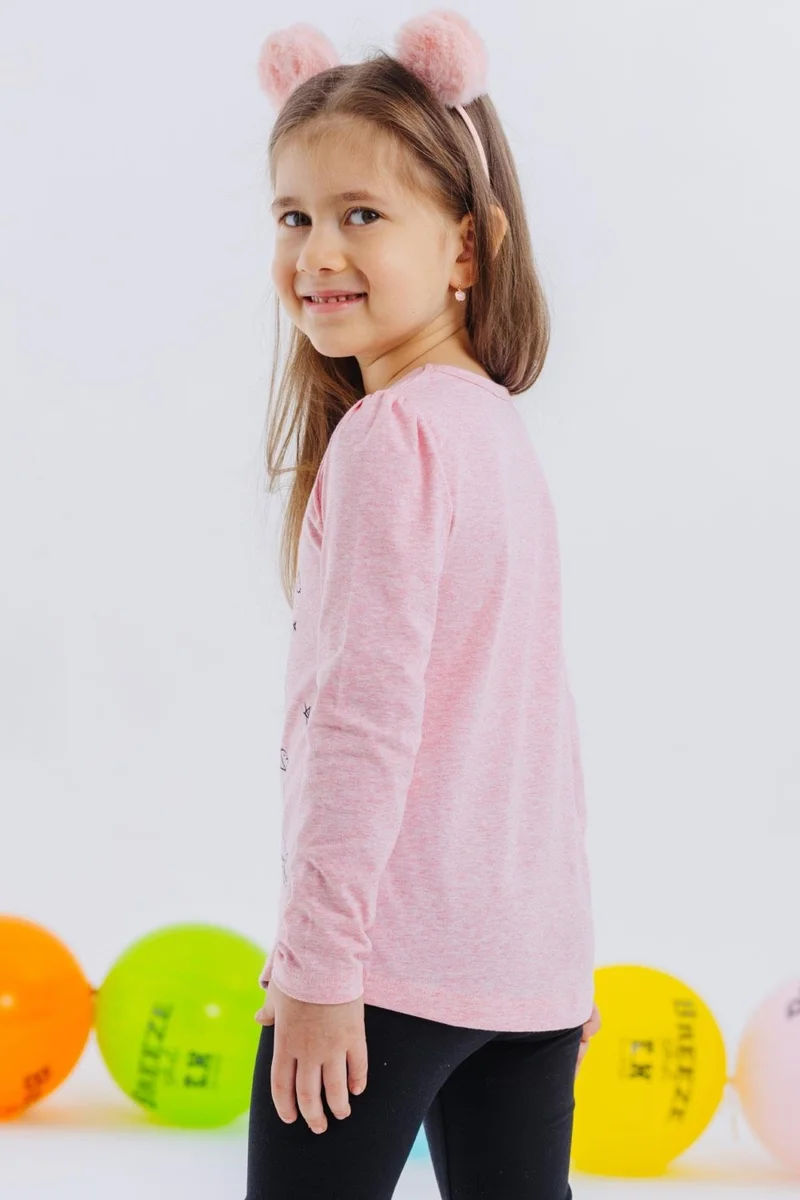 بريز Girl Long Sleeve T-Shirt Girl Who Feels Like an Artist Printed 3-8 Years Old, Salmon Melange