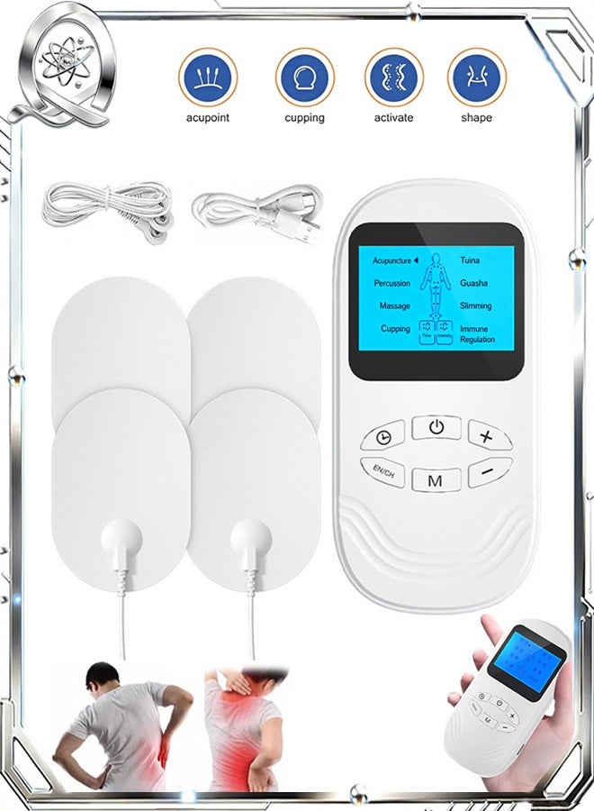 Quantum Dual Channel TENS EMS Unit Muscle Stimulato, Electronic Pulse Massager Muscle Massager with 4 Pads, Electric Pulse Massager for Pain Relief - Image 1