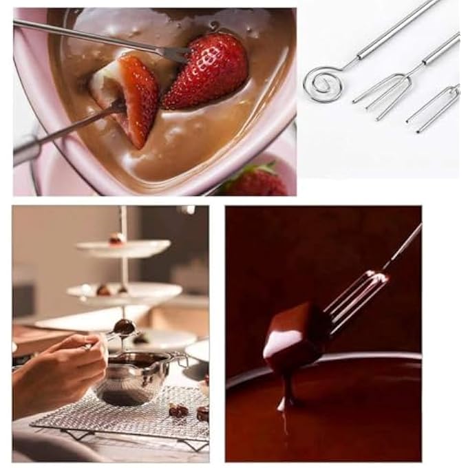Bukela Stainless Steel Chocolate Dipping Fork Kebab Fork Perfect For Fondue Candy Cake Nuts Fruit Diy Baking Supplies Decorating Tool 5Pcs Black  Silver - Image 4