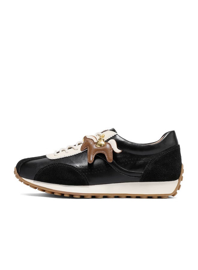 Senda a Little Pony Agan Shoes Women Spring New Cowhide Mall Same Style German Training Casual Shoes Black 38 - Image 1