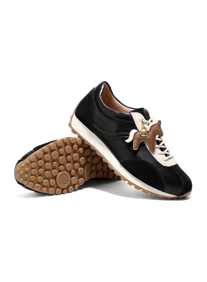 Senda a Little Pony Agan Shoes Women Spring New Cowhide Mall Same Style German Training Casual Shoes Black 38 - Image 3