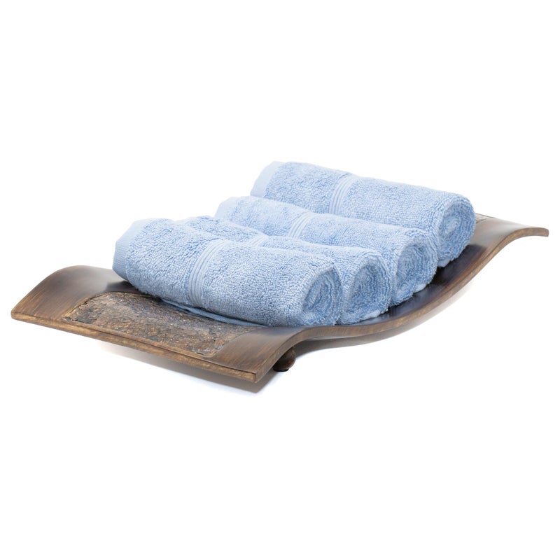 Mosobam Luxury Turkish Towels Set of 4 Washcloths 13X13 Allure Blue 700 GSM Bamboo Viscose  Aegean Turkish Combed Cotton