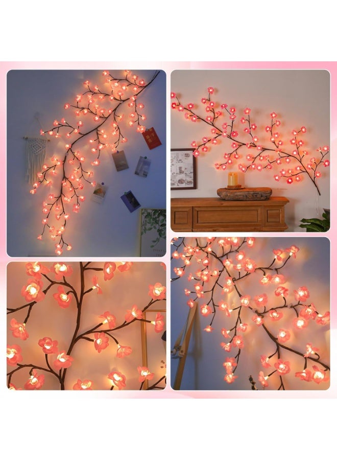 انسجام أضواء LED على شكل أزهار الكرز بطول 1.6 متر - جهاز تحكم عن بعد ومؤقت، 8 أوضاع إضاءة، غصن قابل للانحناء لتزيين جدران المنزل، غرفة النوم، غرفة المعيشة، حفلات الزفاف - موفرة للطاقة - Image 4