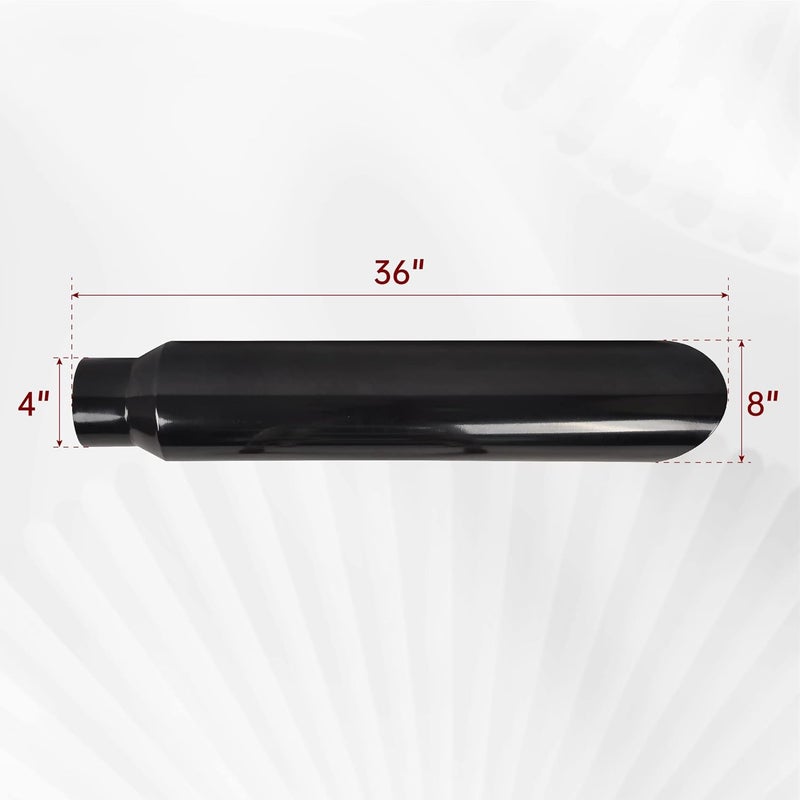 FGJQEFG 4 Inch Inlet 8 Inch Outlet Gloss Black Stainless Steel Miter Cut Diesel Exhaust Stack - Image 2