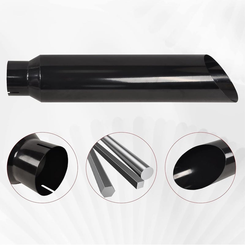 FGJQEFG 4 Inch Inlet 8 Inch Outlet Gloss Black Stainless Steel Miter Cut Diesel Exhaust Stack - Image 3