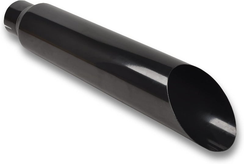 FGJQEFG 4 Inch Inlet 8 Inch Outlet Gloss Black Stainless Steel Miter Cut Diesel Exhaust Stack - Image 1