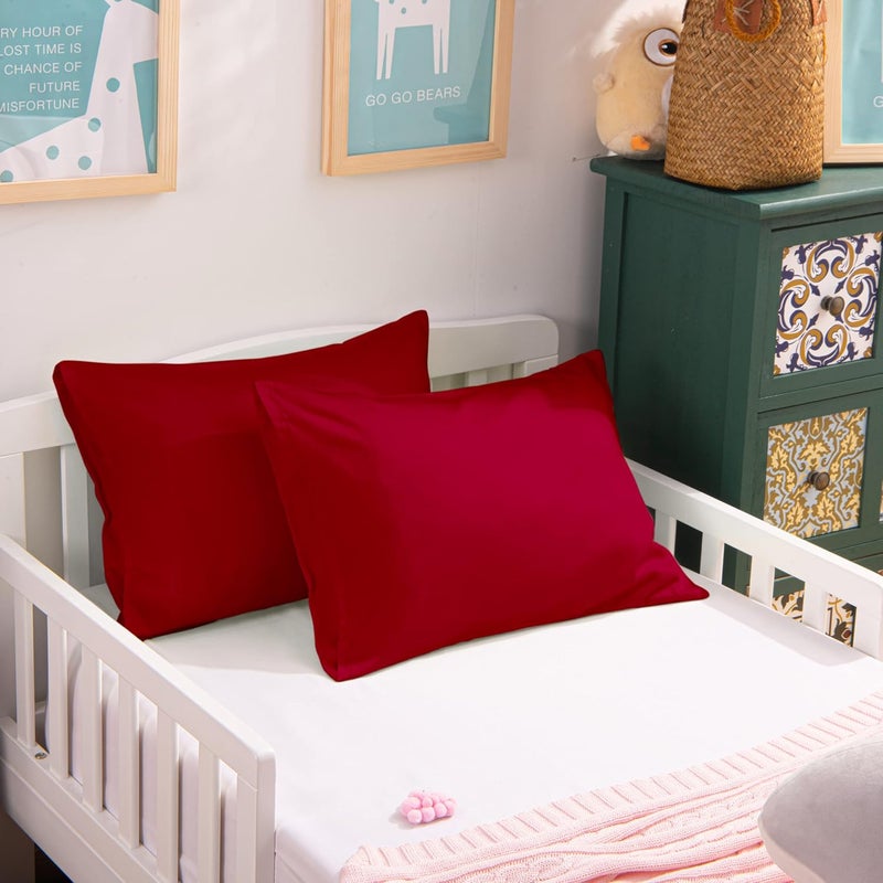 NTBAY Egyptian Cotton Toddler Pillowcases - Set of 2 - Travel Pillow Cases - 500 Thread Count Cotton 13x18 Pillow Covers - Envelope Closure Nursery Pillowcases, 13x18 Inches, Red - Image 5
