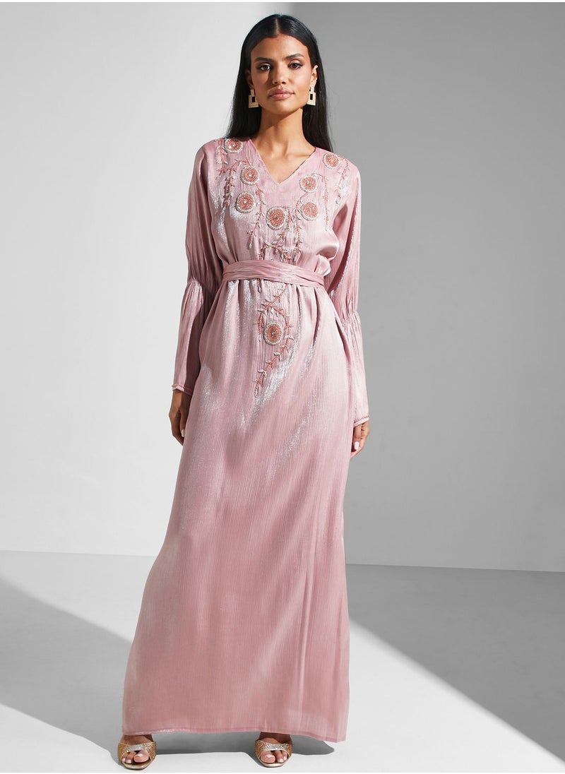 hayas closet - Embellished Belted Jalabiya - Image 1
