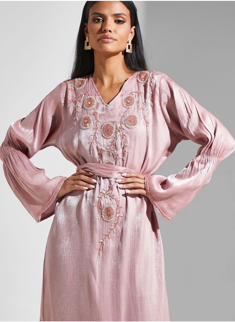 hayas closet - Embellished Belted Jalabiya - Image 1