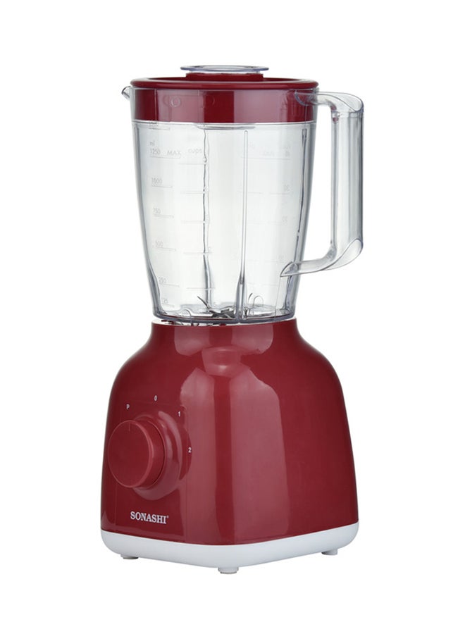 SONASHI 2 In 1 Blender With 2 Speed Setting And Pulse - Spice Grinding, Smoothie Making And Juicing 350-650 Watts | Unbreakable Blender Jars With Stainless Steel Blades | Safety Lock System 1.25 L 650 W SB-144NR Red - Image 3