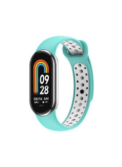 Suitable For Mi Band 9 Strap Mi Band Nike Double Color Hole Strap Mi Band 8 Split Wristband-Color:Water Duck White-Specifications:M 8/9