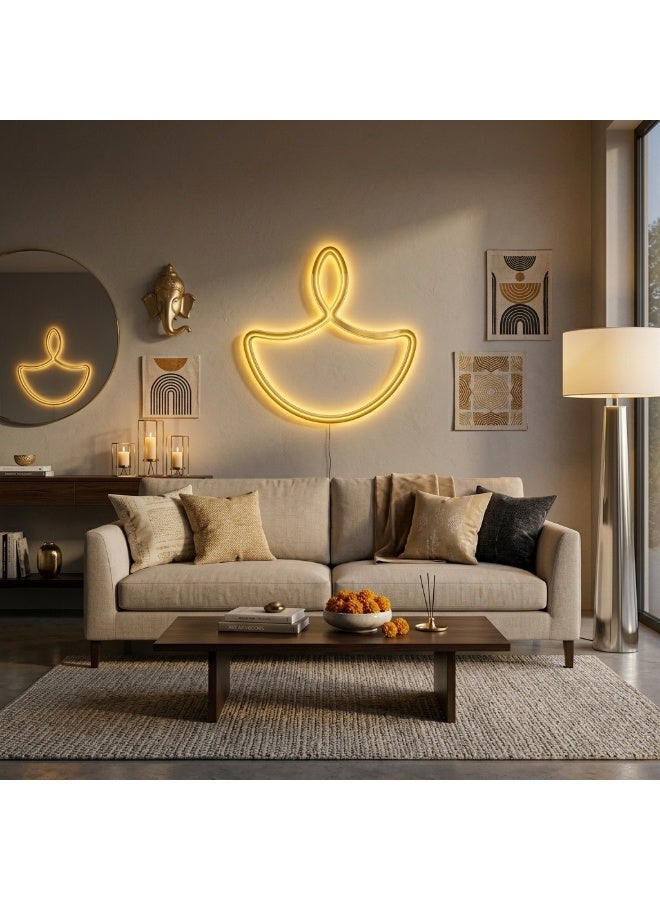 NOON HOME Diya LED Neon Wall Light – 60cm Warm White – Decorative Hanging Lamp for Home, Diwali & Festival Decor - Image 4