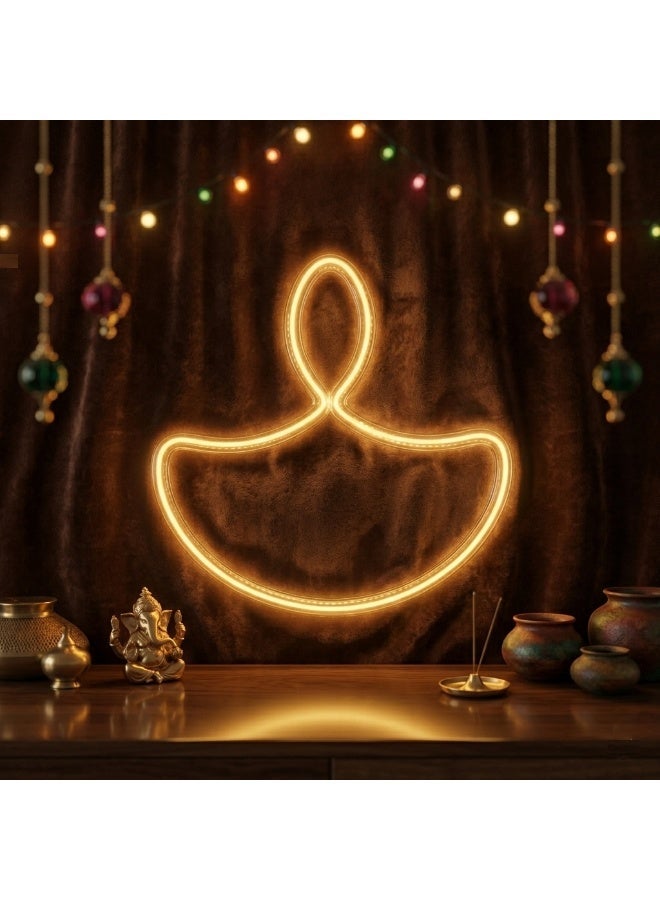 NOON HOME Diya LED Neon Wall Light – 60cm Warm White – Decorative Hanging Lamp for Home, Diwali & Festival Decor - Image 3