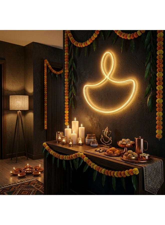 NOON HOME Diya LED Neon Wall Light – 60cm Warm White – Decorative Hanging Lamp for Home, Diwali & Festival Decor - Image 1