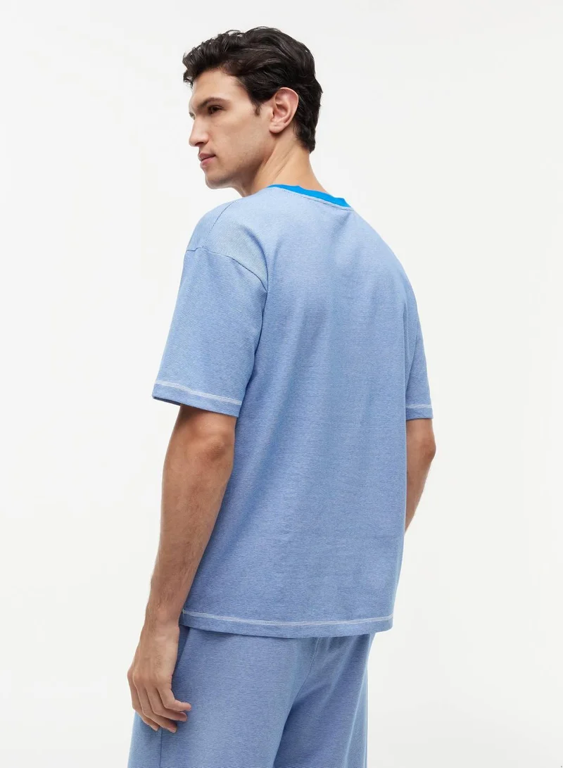 Tommy Hilfiger Timeless Cobalt Mini Stripe Original Stripe Lounge T-Shirt for Men | Best Price UAE
